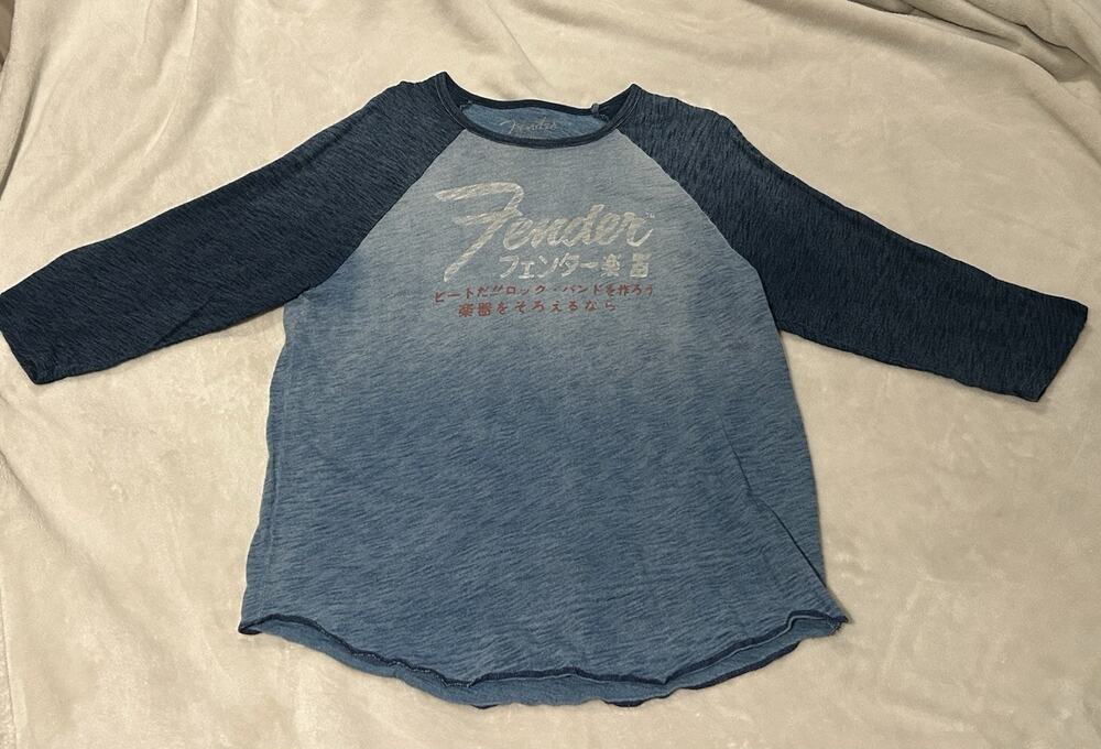 Lucky Brand Fender Japan MensXL Raglan Shirt Stratocaster Tremolo Blueprint HTF